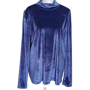 Ryegrass Blue Velour Long Sleeve Mock Neck Top NWT Size XXL